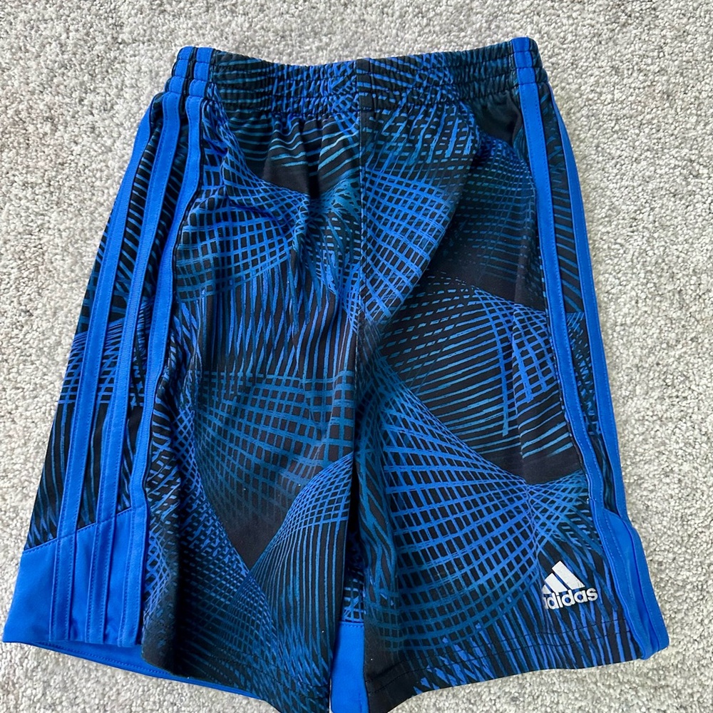 Adidas Black and Blue Kids Patterned Shorts